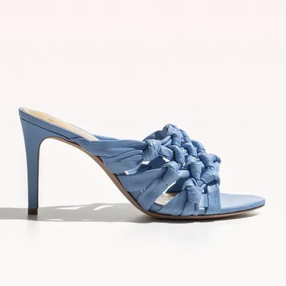 Alexandre Birman Shoes - Alexandre Birman | Solange Intreccio 85 Blue Woven Leather Mules 40 / US 10